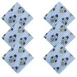 Blue Stripe and Floral Print Napkins Set