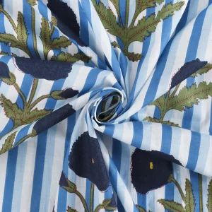 Blue Stripe and Floral Print Napkins Set - Image 7