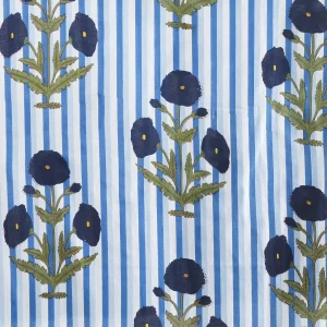 Blue Stripe and Floral Print Napkins Set - Image 8