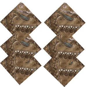 Brown Paisley Printed Cotton Napkins Set - Image 3