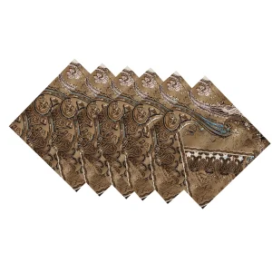 Brown Paisley Printed Cotton Napkins Set - Image 5