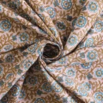 Cotton Block Printed Fabric Table Napkins Beige Floral - Image 9