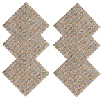 Cotton Block Printed Fabric Table Napkins Beige Floral - Image 4