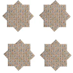 Cotton Block Printed Fabric Table Napkins Beige Floral - Image 2