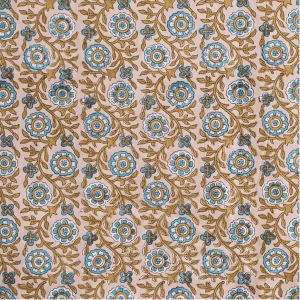 Cotton Block Printed Fabric Table Napkins Beige Floral - Image 6