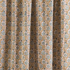Cotton Block Printed Fabric Table Napkins Beige Floral - Image 7
