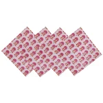 Cotton Dinner Napkins White Pink Floral Print - Image 3