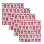 Cotton Dinner Napkins White Pink Floral Print - Image 2