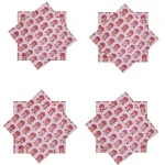 Cotton Dinner Napkins White Pink Floral Print