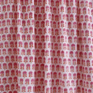 Cotton Dinner Napkins White Pink Floral Print - Image 4