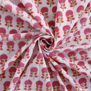 Cotton Dinner Napkins White Pink Floral Print - Image 6