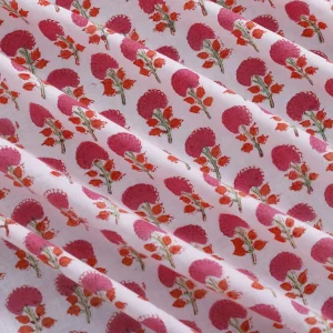 Cotton Dinner Napkins White Pink Floral Print - Image 7