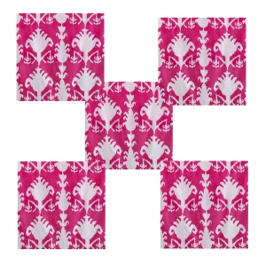Dining Table Pink Ikat Printed Napkins Set - Image 5