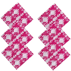 Dining Table Pink Ikat Printed Napkins Set - Image 4