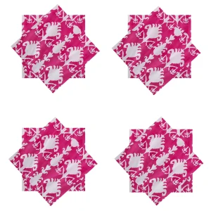 Dining Table Pink Ikat Printed Napkins Set - Image 6