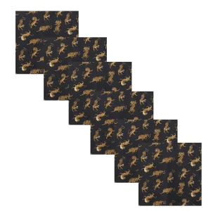 Dinner Party and Events Black Tiger Printed Fabric Napkins - Image 3