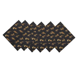 Dinner Party and Events Black Tiger Printed Fabric Napkins - Image 6