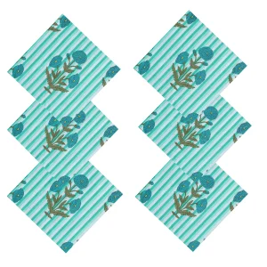 Floral & Stripe Printed Napkins Set - Image 3