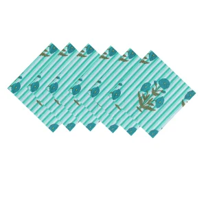 Floral & Stripe Printed Napkins Set - Image 4