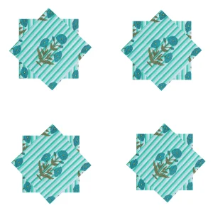 Floral & Stripe Printed Napkins Set - Image 5