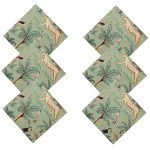 Green Forest Print 100% Cotton Voile Fabric Table Napkins - Image 4