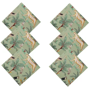 Green Forest Print 100% Cotton Voile Fabric Table Napkins - Image 4