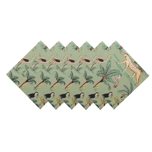 Green Forest Print 100% Cotton Voile Fabric Table Napkins - Image 6