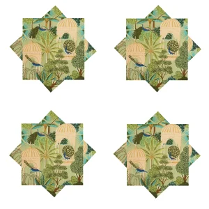 Green Peacock Garden Printed Cotton Napkins - Image 6