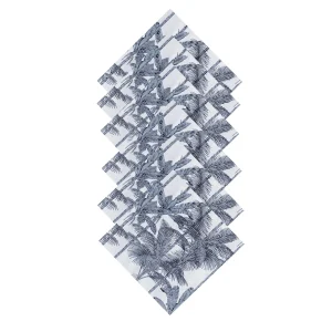 Grey Color Palm Tree Printed Cotton Napkins - Image 3