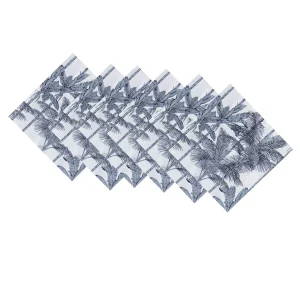 Grey Color Palm Tree Printed Cotton Napkins - Image 4