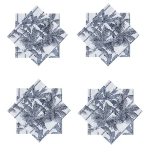 Grey Color Palm Tree Printed Cotton Napkins - Image 5