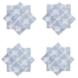 Grey Ikat Printed Napkins Set Washable Cloth - Image 6