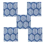 Hand Block Cotton Blue Floral Printed Voile Fabric Napkins - Image 3