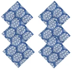 Hand Block Cotton Blue Floral Printed Voile Fabric Napkins - Image 5