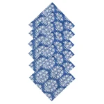 Hand Block Cotton Blue Floral Printed Voile Fabric Napkins - Image 6