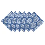 Hand Block Cotton Blue Floral Printed Voile Fabric Napkins