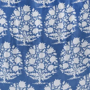 Hand Block Cotton Blue Floral Printed Voile Fabric Napkins - Image 8