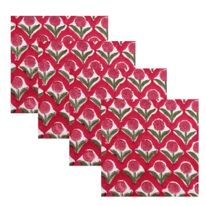 Hand Block Floral Print Cloth Table Decor Napkins - Image 3
