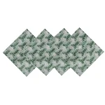 Hand Block Flower Printed Cotton Table Green Napkins - Image 2