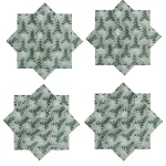 Hand Block Flower Printed Cotton Table Green Napkins