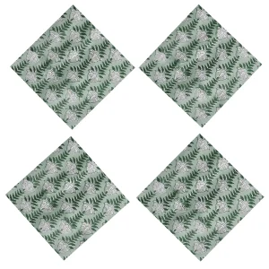 Hand Block Flower Printed Cotton Table Green Napkins - Image 4
