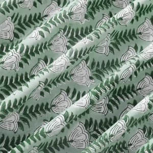 Hand Block Flower Printed Cotton Table Green Napkins - Image 7