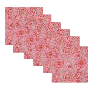 Hand Block Print 100% Cotton Pink Table Napkins - Image 4