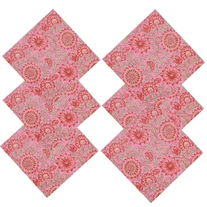 Hand Block Print 100% Cotton Pink Table Napkins - Image 5