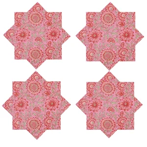 Hand Block Print 100% Cotton Pink Table Napkins - Image 3
