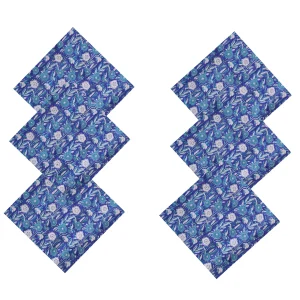 Hand Block Print Blue Floral Napkins - Image 4