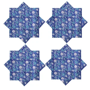 Hand Block Print Blue Floral Napkins - Image 6