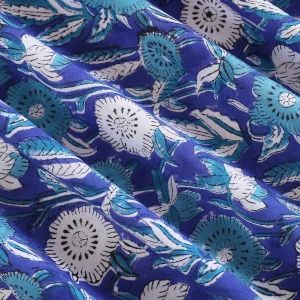Hand Block Print Blue Floral Napkins - Image 9