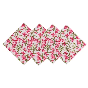 Hand Block Print Cotton Voile Fabric Kitchen Napkins - Image 4