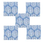 Hand Printed Cotton Napkins Blue Floral - Image 2